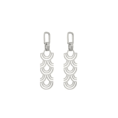 silver statement arched pattern earrings