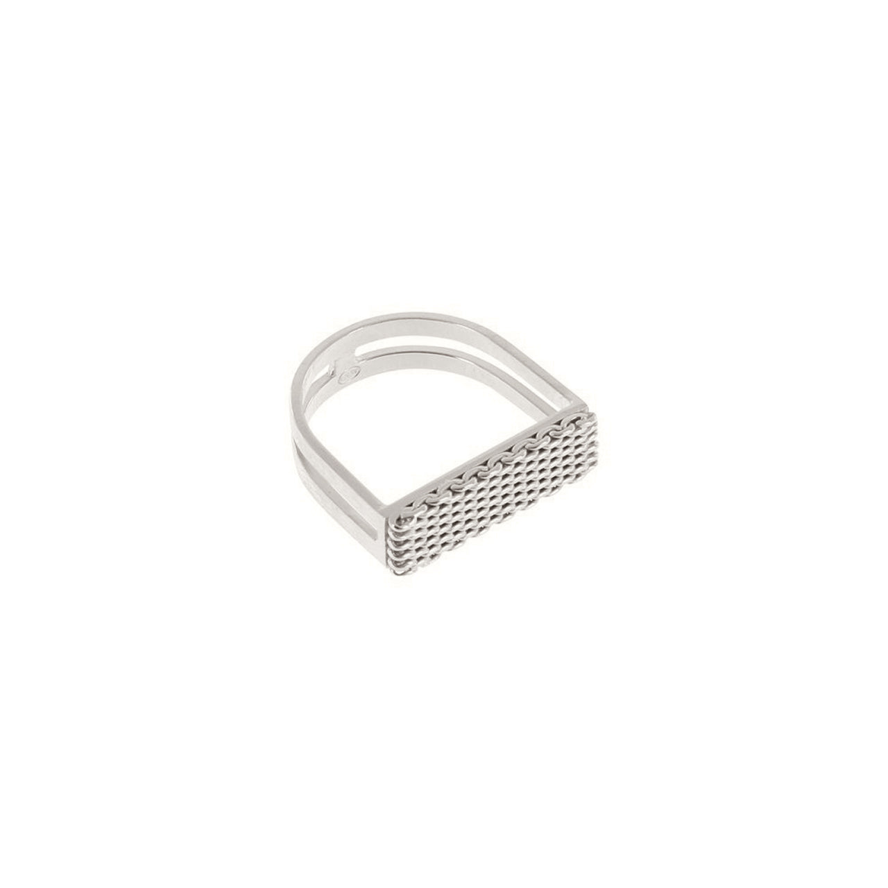 silver textured u-shape ring