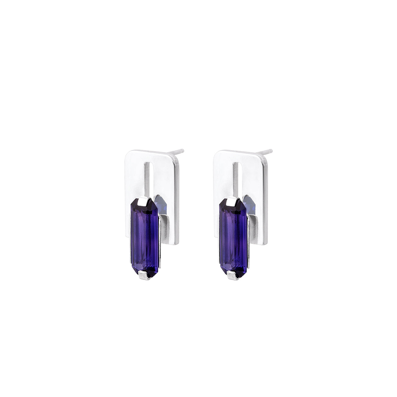 silver tilde earrings with vintage purple stones