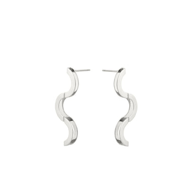 silver wavy stud earrings