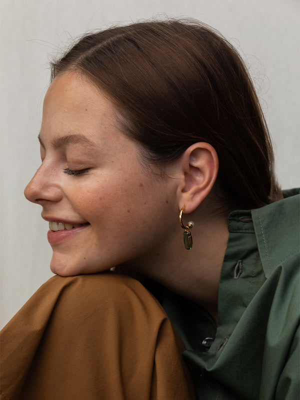apex earrings with pearl and agate